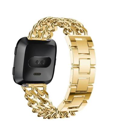 MVRYCE VERSA 4 bracelets adjustable stainless steel metal bracelet with quick lock business smart bracelet breathable replacement sports bracelet compatible with VERSA 3/VERSA 4/scythe 2/scythe (gold)