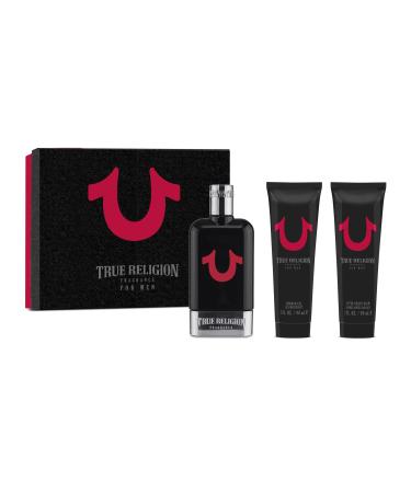 True Religion Men 3-Piece Gift Set - Men's Cologne - 3.4 fl oz EDT 3 oz ml Shower Gel 3 oz Aftershave Balm - citrus woody aromatic fougere - bergamot aquatic spicy orange blossom cedar