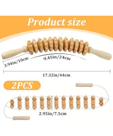 Wood Massage Roller - 360 Curved Muscle Relief Tool | 12 Roll Back Massage Rope for Pain Relief & Body Shaping - Buy Online on GoSupps.com