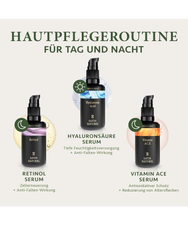 Beauty Set: Hyaluron Vitamin C & Retinol Serum (3x30ml) - Anti-Aging Anti-Acne & Moisturizing Vegan Skincare - Perfect Wellness Gifts & Cosmetics for Women - Buy Online on GoSupps.com