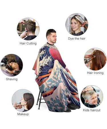 Japanese Ocean Wave Barber Cape - Water Stain Resistant Hair Cutting Apron | Professional Hairdressing Cape - Anti-Static & Durable | 56.7"x66.9 - Buy Online on GoSupps.com