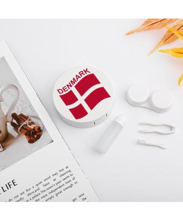 Denmark Flag Round Contact Lens Kit - Portable Storage Box with Mirror | Cute Lens Holder - Buy Online on GoSupps.com
