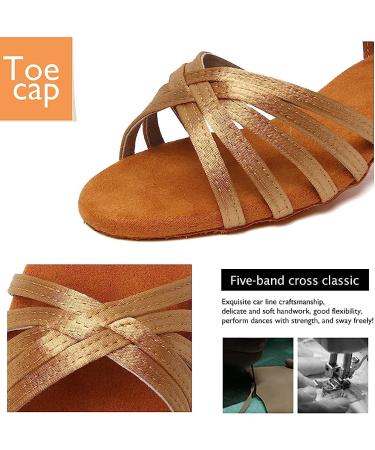 SWDZM Girls Latin Dance Shoes - Satin Suede Sole, Ballroom Salsa Tango Professional Dance Shoes - Beige-202, Size 13.5 Little Kid - Buy Online on GoSupps.com