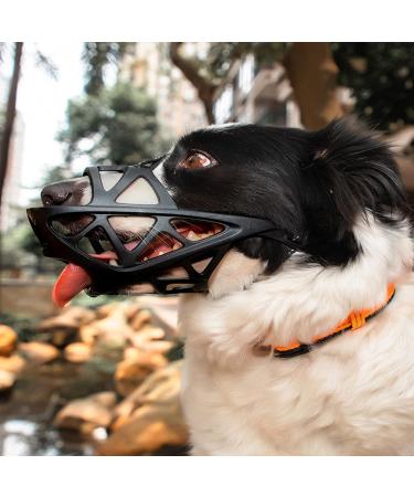 Soft Rubber Basket Dog Muzzle for Small Medium Large Dogs - Breathable Adjustable Straps, Allows Drinking and Panting - Anti-Biting, Prevent Chewing, Barking - Pet Mouth Cover (M Black) - Buy Online on GoSupps.com
