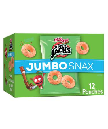 Kellogg's Apple Jacks Jumbo Snax Cereal Snacks, Lunch Box Snacks, Kids Gaming, Original, 5.4oz Box (12 Pouches)