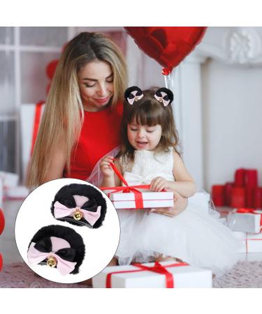 KALLORY 1 Pair Bear Ear Hair Clip Headband Hair Clips Hair Clip for Women Hair Bows Miss Lolita Hand Made Black Pink - Buy Online on GoSupps.com