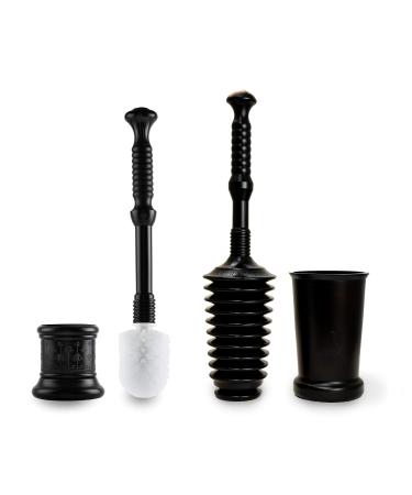 Master Plunger Bathroom Kit Toilet Plunger and Toilet Brush with Buckets, Black