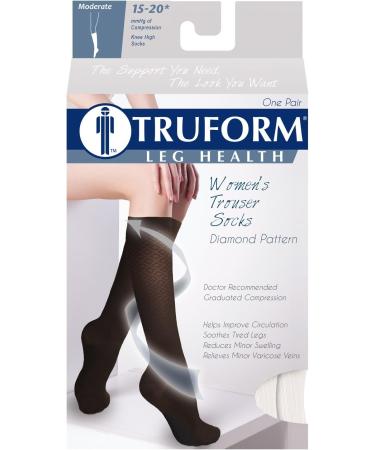 Truform Women's Compression Socks 15-20 mmHg Knee High White Large (Pack of 2) - Buy Online on GoSupps.com