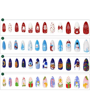 Christmas Press On Nails - Cute Christmas Decor Press On Nails Gentle Fake Nails Christmas Accessories Reusable with Santa Snowflake Bell Snowman Shakven - Buy Online on GoSupps.com