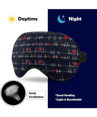 Adjustable Heart Beat Sleep Mask Eye Cover for Men and Women - Blocks Light for Better Sleep and Travel - Comfortable Blindfold with Adjustable Strap - Buy Online on GoSupps.com