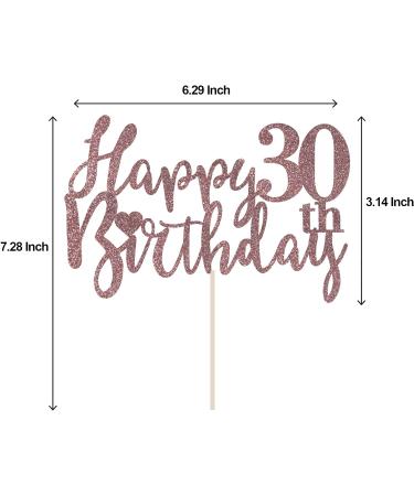SZHUIHER Rose Gold Happy Birthday 30th Cake Topper for 30th Birthday Party Decorations Supplies Glittery Rose Gold Cake Decoration - Buy Online on GoSupps.com