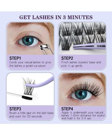 Qeelasee DIY d Curl Eyelash Clusters - 144pcs Natural 0.07 50D Wispy Volume Lashes (8-18mm) - Perfect for Stunning Looks - Buy Online on GoSupps.com