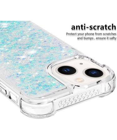 Tivenfezk Nadoli Glitter Treisand Case for iPhone 15 - Shockproof Silicone TPU Bumper Transparent Quicksand Cover White/Blue - Buy Online on GoSupps.com