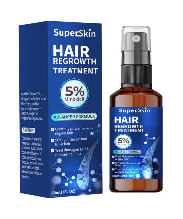 5% Minoxidil Hair Growth Serum For Men and Women 60Ml Hair Regrowth Treatment Spray For Stronger Thicker Longer Hair Help to Stop Thinning and loss hair 1 Month supply Black*1