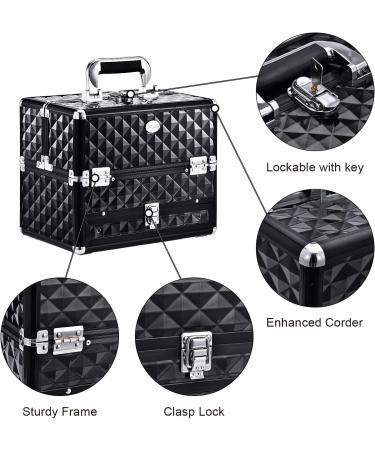 Joligrace Professional Travel Makeup Train Case with Drawer - Black - Buy Online on GoSupps.com