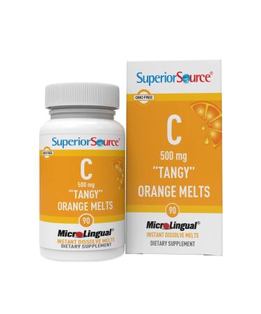 Superior Source Vitamin C 500 mg Sublingual Tablets - Buffered VIT C Tangy Orange Melts - Immune System Booster Energy Vitamins - 90 Count