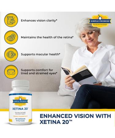 Simple Promise - Xetina 20 Lutein and Zeaxanthin Supplements - Essential Support for Eye Health with Vitamins E Eyebright Zinc Grape Seed Extract Rutin & Bilberry - 60 Capsules - Buy Online on GoSupps.com