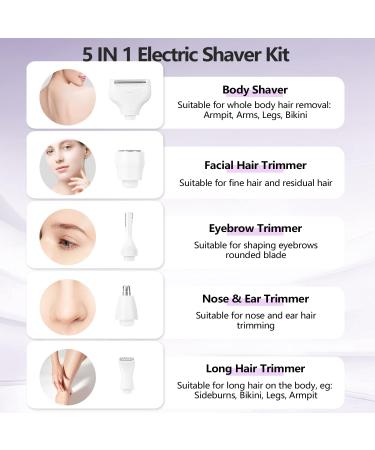 Shop 5-in-1 Electric Razors for Women | Painless Facial Hair Remover & Rechargeable Bikini Trimmer - Wet/Dry Use - Buy Online on GoSupps.com