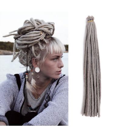 20" Reggae Dreads 15 Strands Grey Dreadlock Extensions Double Ended 1cm Handmade Synthetic Braid Dreads Hip-Hop Reggae Hair Extension 20"(15 Strands) Grey