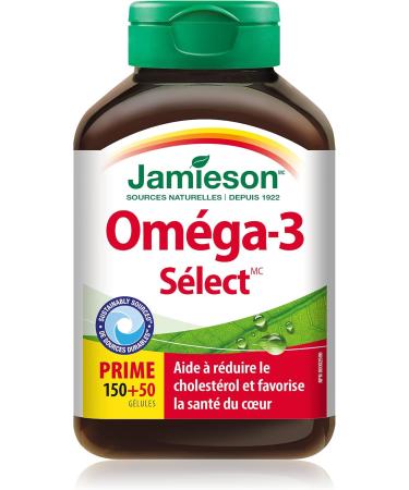 Jamieson Probiotics 5 Billion Active Cells - Regular Strength & Omega-3 Select 1 000 mg 5 Billion+ Omega-3 200 Count (Pack of 1) - Buy Online on GoSupps.com