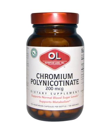 Chromium Polynicotinate, 200 mcg, 100 Vegetarian Capsules, Olympian Labs