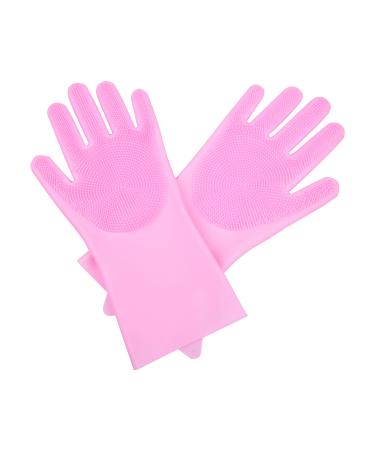 Dishwashing Gloves Magic Silicone Glove Brush Bathroom Kitchen Cleaning Gloves Pink