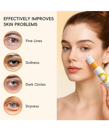 AKARY Dual Vitamin C Eye Cream Hydrating Under Eyes Cream for Dark Circles and Puffiness with Triple-Roller Massage Ball Reduce Bags Wrinkles and Fine Lines Eye Bags Treatment for Men/Women - Buy Online on GoSupps.com