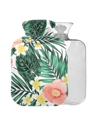 Summer tropical jungle palm hot water bottle with cover 1 l small warm-up bag for pain relief back pain hot and cold therapy BPA-free
