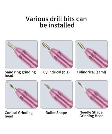 Portable Electric Nail Drill Kit with 6 Changeable Drills and Sand Bands - Pink - Buy Online on GoSupps.com