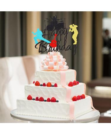 Arthsdite Happy Birthday Band Cake Topper-Drum Set Guitar Singing Cake Topper for Music Theme Birthday Party for Rock Roll Drummer Party Decor - Black Glitter - Buy Online on GoSupps.com