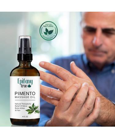 Natural Pimento Massage Oil 4oz | Soothing Muscle Relief & Moisturizer | Refreshing Mint Scent with Jamaican Black Castor & Lemongrass - Buy Online on GoSupps.com