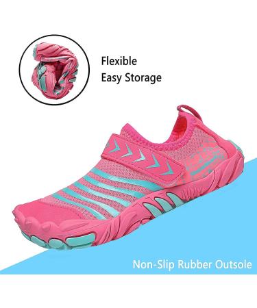 Quickshark Kids Water Shoes - Pink Aqua Socks for Boys & Girls | Lightweight & Quick Dry Slip-On Sandals for Beach, Pool & Swim - Big Kid Size 2 - Buy Online on GoSupps.com