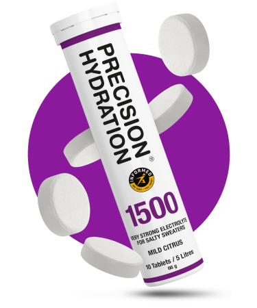 Precision Hydration Electrolyte Tablets - Multi Strength Effervescent Hydration Tablets - Combats Cramp - Low Calorie, Gluten Free, Vegan/Vegetarian Friendly (1 Tube, 1500mg/L - Purple Tube) 1500mg/L - Purple Tube 1 Tube
