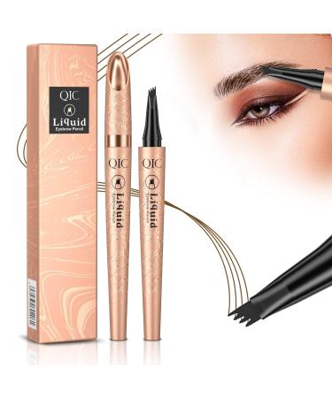 Microblading Eyebrow Pen 2024 Upgrade Magic Eyebrow Pencil 3D Waterproof Eyebrow Pencil with 4-Fork-Tip Create Natural Hair-Like Brows Stay on All Day (Dark Brown)