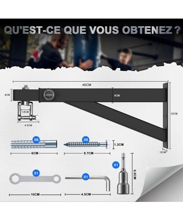 Imaycc BoxSack Heavy Load Punching Bag Stand | Adjustable Wall Bracket for Home & Gym | Supports Up to 400kg for Muay Thai Bags - Buy Online on GoSupps.com