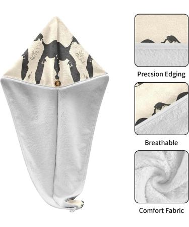 Super Absorbent Cow Heads Hair Towel 2 Pack - Quick Dry Hair Turbans with Button Twisty Wrap for Women & Girls - Perfect for International Shipping - Buy Online on GoSupps.com