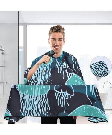 Waterproof Barber Cape - Green Jellyfish & Cheetah Haircut Bib for Men & Women | Unisex Hair Cutting Cape (8rp1a) - Buy Now - Buy Online on GoSupps.com