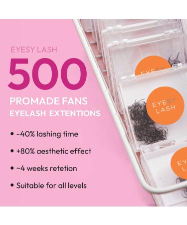 Eyesy Lash 500 Promade Fans | 16D 0.03 18mm Curl D | Mega Volume DIY Lash Extensions - Buy Online on GoSupps.com