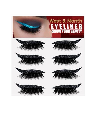 Yueci fake eyelash eyeliner 2 in 1 reusable eyeliner and eyelash sticker 4 pairs reusable eyelin stickers - easy to use and make -up 1 piece (1 Pack) black