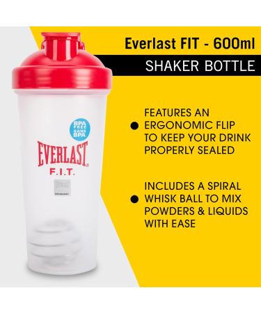 Everlast FIT 600ML Shaker Bottle - Leak Proof - Shaker Bottle with Spiral Whisk Blender Ball BPA/DEHP-Free Easy to Clean Perfect for Mixing Protein shakes. (RED) - Buy Online on GoSupps.com