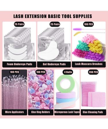 554 PCS Eyelash Extension Supplies Kit for Lash Artists | Foam & Gel Pads, Eyelash Brushes, Micro Brushes, Glue Rings, Glue Wipes, Tapes | Multi-colored - Buy Online on GoSupps.com