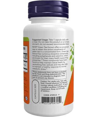 NOW Green Tea Extract 400mg with Vitamin C - 100 Veg Capsules for Cellular Protection - Buy Online on GoSupps.com