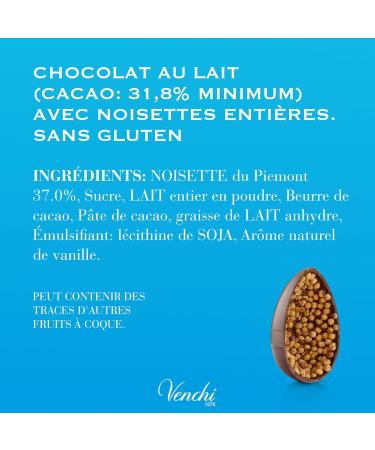 Venchi - uf en Chocolat Ar me Chocolat au Lait aux "Noisettes du Pi mont" Enti res avec Surprise Sans Gluten 1 kg Collection P ques Id e Cadeau - Buy Online on GoSupps.com