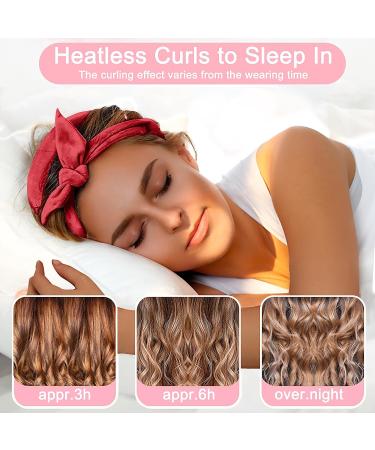 Buy Heatless Curlers - Non-Slip Hair Curling Band & Pin Set for Medium & Long Hair - Red DIY Hairstyle Kit - Buy Online on GoSupps.com