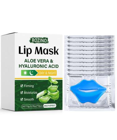 Aloe Vera & Hyaluronic Acid Lip Mask Overnight Lip Treatment Hydrating Lip Gel for Dry Lips Day & Night Use Plumping Smoothing Non-Sticky (10)
