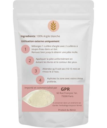  G n rique White Clay - Kaolin Powder - 100% Natural from Benin - Special Purifying Face Mask - Cosmetic Kaolin - 100 g - Buy Online on GoSupps.com