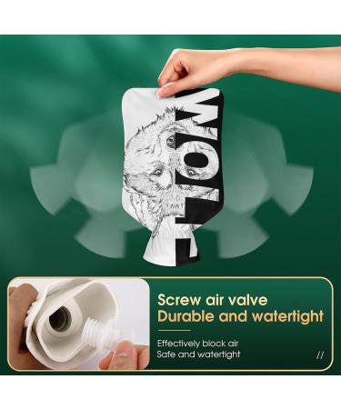 Hot Water Bottle with Lid - Wolf Design Rubber Bag for Pain Relief Cramps & Cold Therapy - Buy Online on GoSupps.com