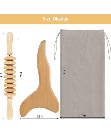 2 Pcs Wooden Gua Sha Tools for Lymphatic Drainage and Anti-Cellulite Massage - Machomby Wood Therapy - Buy Online on GoSupps.com