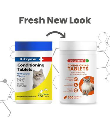 Vetzyme Conditioning Tablets for Cats and Kittens (300 Tablets) - Promotes Health and Vitality Supporting a Healthy Immune System - Buy Online on GoSupps.com