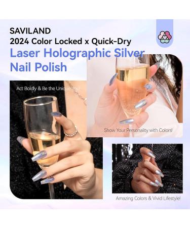 SAVILAND Holographic Nail Polish: Laser Silver Chrome Quick Dry Nail Polish Air Fast Dry 10ml Neon Nail Polish Castor Oil Non-Toxic Nail Polish Rainbow Effect Fingernail Polish Nail Art Home 1-Laser Silver Chrome Quick Dry - Buy Online on GoSupps.com